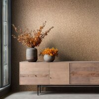 Vliestapete in Braun, Gold Blattmotiv Floral Natur...