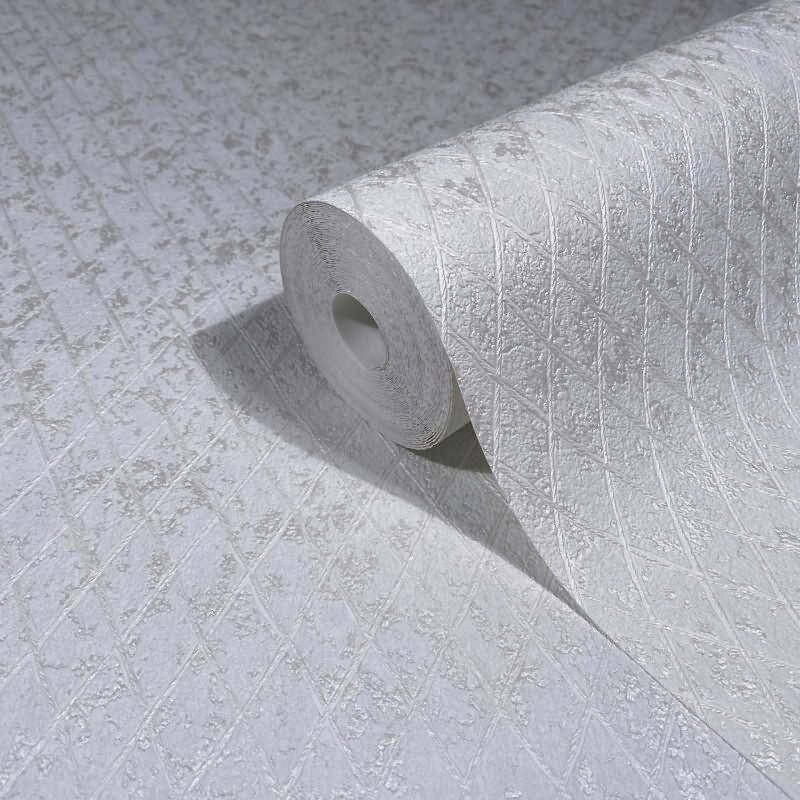 Vliestapete in Weiß Rautenoptik Grafisch Geometrisch für Wohnzimmer Schlafzimmer Küche (35537)