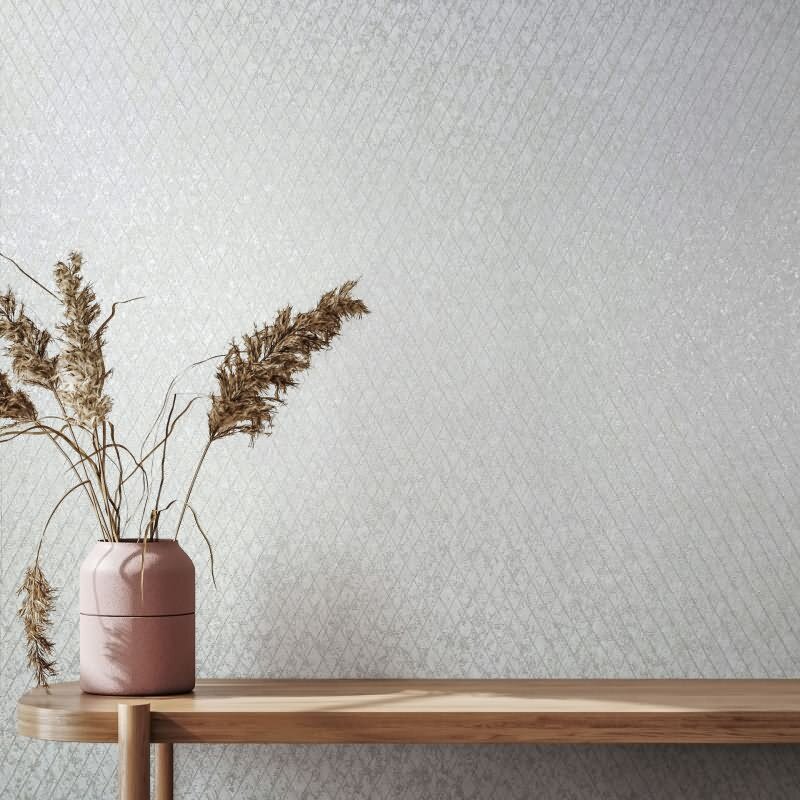 Vliestapete in Weiß Rautenoptik Grafisch Geometrisch für Wohnzimmer Schlafzimmer Küche (35537)