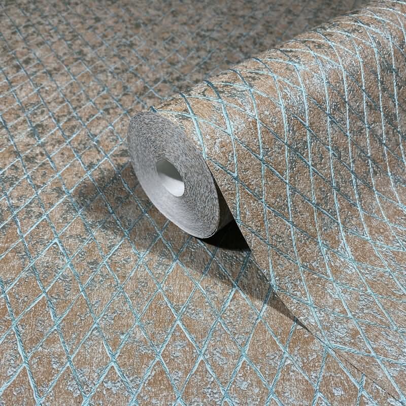 Vliestapete in Braun, Blau Rautenoptik Grafisch Geometrisch für Wohnzimmer Schlafzimmer Küche (35539)
