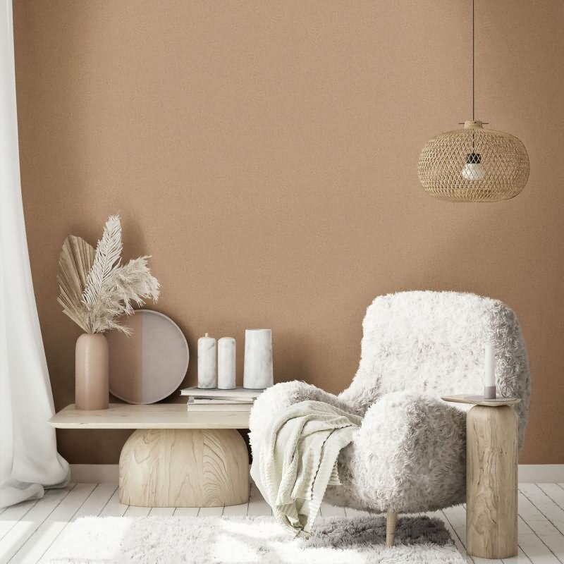 Vliestapete in Braun Strukturierte Putzoptik Uni für Wohnzimmer Schlafzimmer Küche (35542)