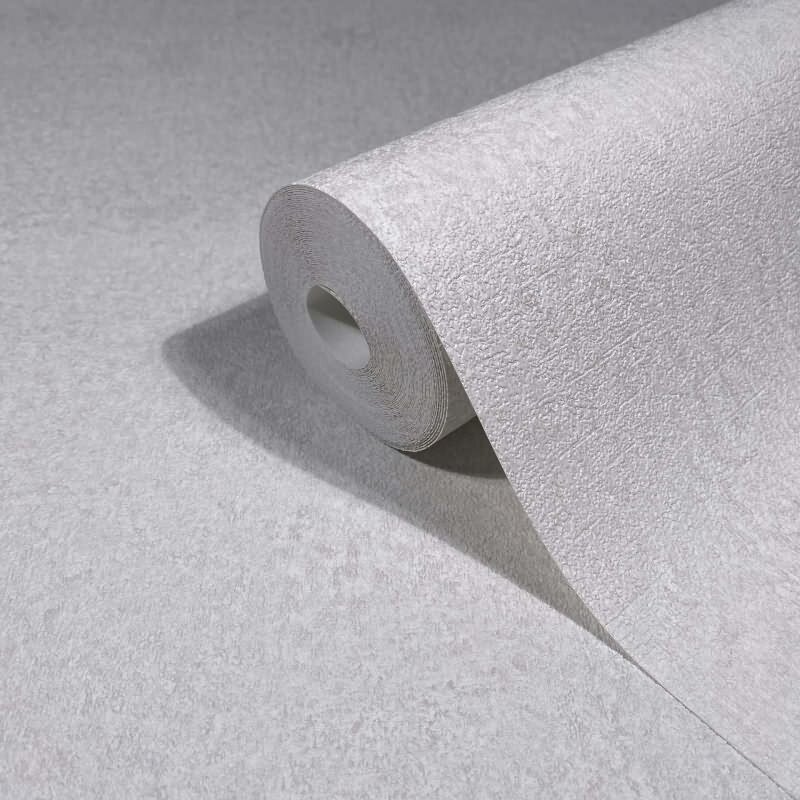 Vliestapete in Weiß, Grau Strukturierte Putzoptik Uni für Wohnzimmer Schlafzimmer Küche (35544)