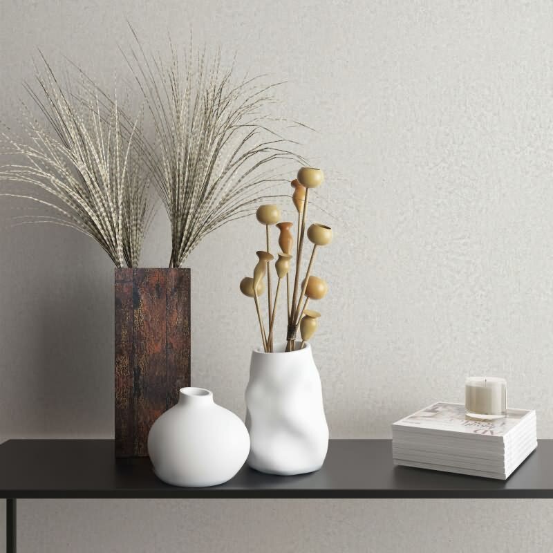 Vliestapete in Weiß, Grau Strukturierte Putzoptik Uni für Wohnzimmer Schlafzimmer Küche (35544)