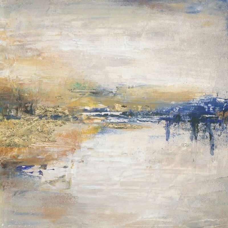 Fototapete in Beige mit abstraktem See Grafisch Klassisch für Wohnzimmer Schlafzimmer Küche (35499)