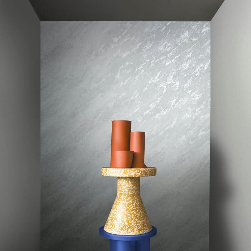 Vliestapete in Marmoroptik mit leichter Struktur weiß, silber Putzoptik (86524)