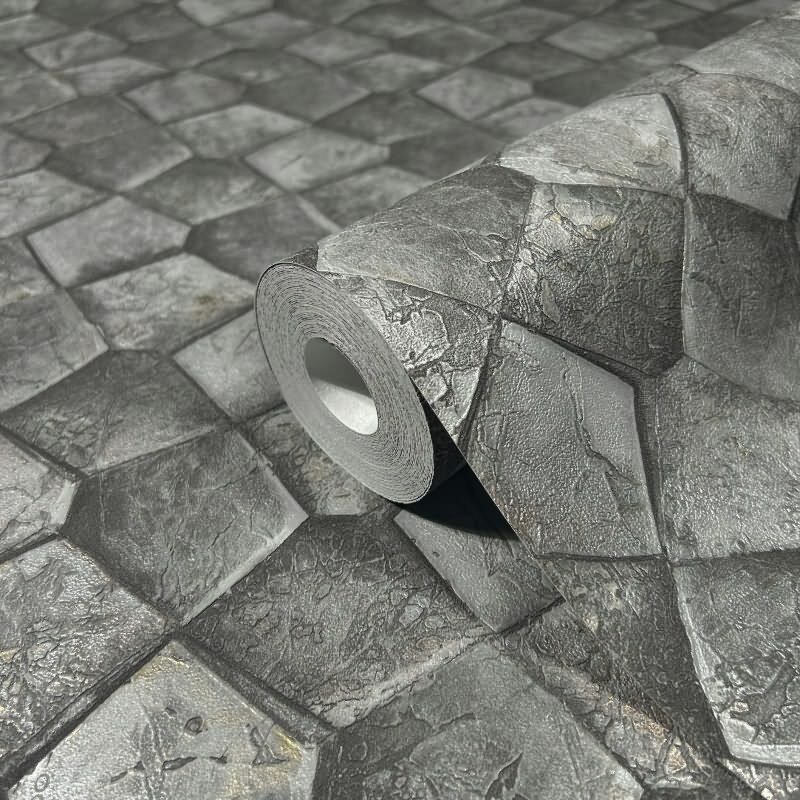 Vliestapete mit grafischem Fünfkantmuster grau, silber Grafisch (86529)