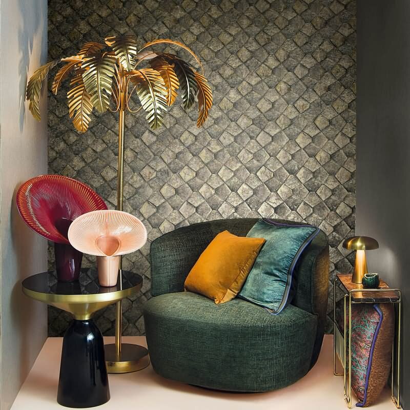 Vliestapete mit grafischem Fünfkantmuster gold Grafisch (86530)