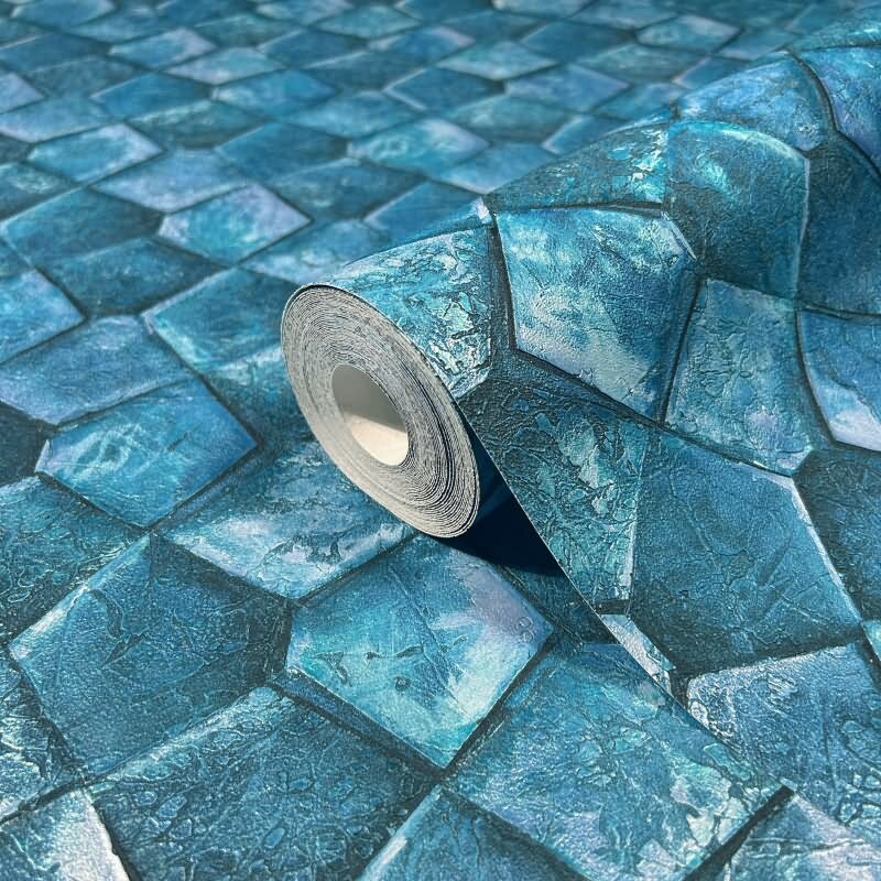 Vliestapete mit grafischem Fünfkantmuster blau Grafisch (86531)