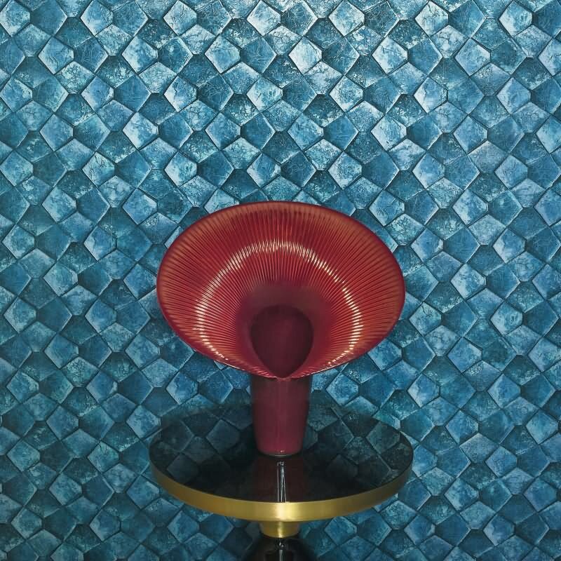 Vliestapete mit grafischem Fünfkantmuster blau Grafisch (86531)