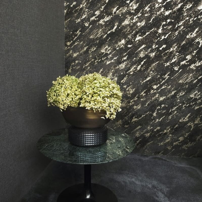 Vliestapete in einfarbiger Textiloptik anthrazit, kupfer Uni (86537)