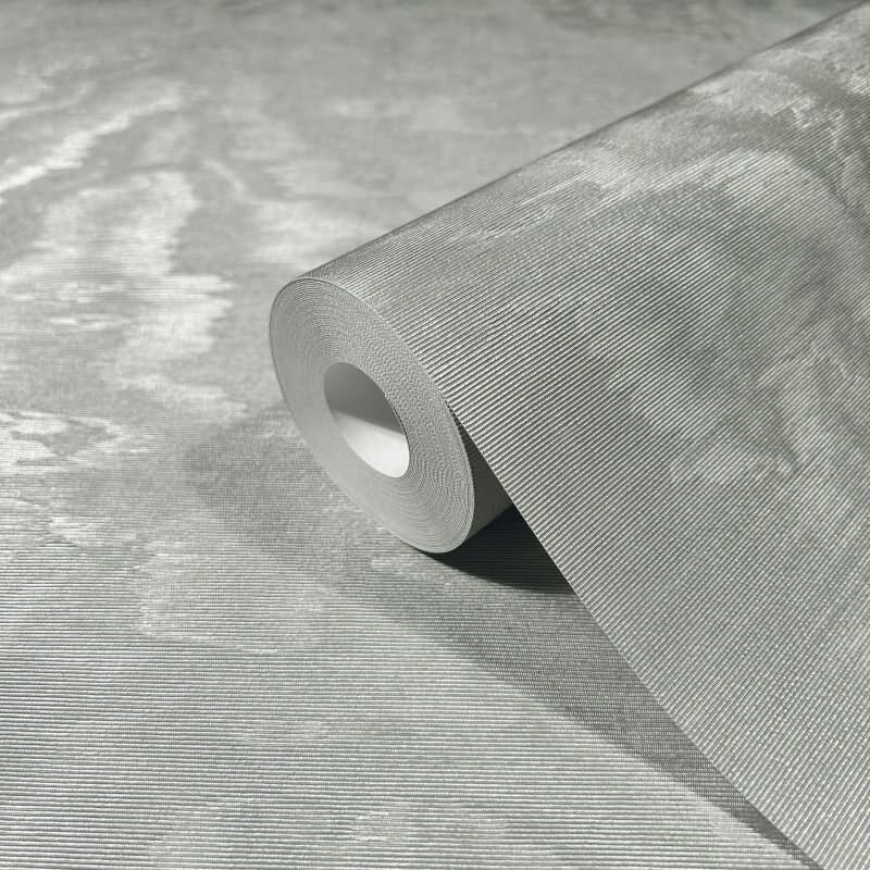 Vliestapete in schimmernder Marmoroptik silber Metalloptik (86542)