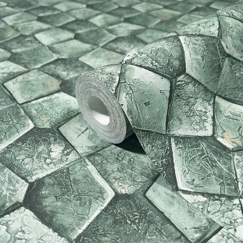 Vliestapete mit grafischem Fünfkantmuster grün, grau Grafisch (86546)