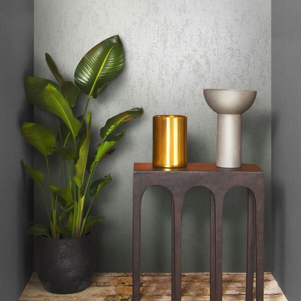 Vliestapete mit strukturiertem Glasperlen Motiv in beige Metalloptik (86547)