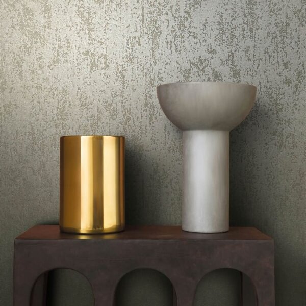 Vliestapete mit strukturiertem Glasperlen Motiv in beige Metalloptik (86548)