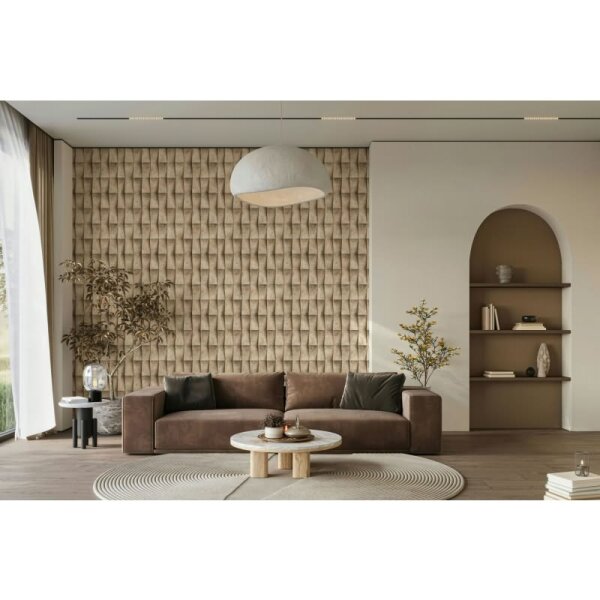 Vliestapete in beige Putzoptik Illusion 3D-Optik Streifen Modern Industrial-Look (81648)
