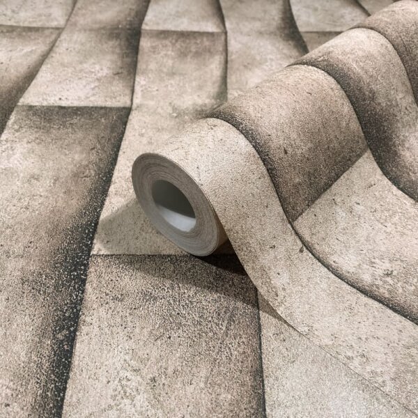 Vliestapete in beige Putzoptik Illusion 3D-Optik Streifen Modern Industrial-Look (81648)