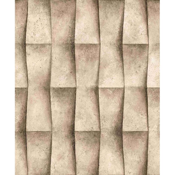 Vliestapete in beige Putzoptik Illusion 3D-Optik Streifen Modern Industrial-Look (81648)