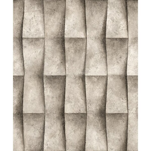 Vliestapete in beige, grau Putzoptik Illusion 3D-Optik Streifen Modern Industrial-Look (81650)