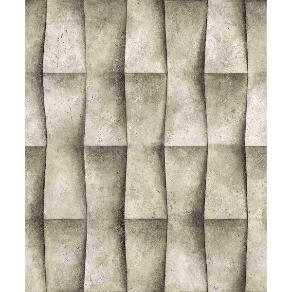 Vliestapete in beige, grau Putzoptik Illusion 3D-Optik Streifen Modern Industrial-Look (81650)