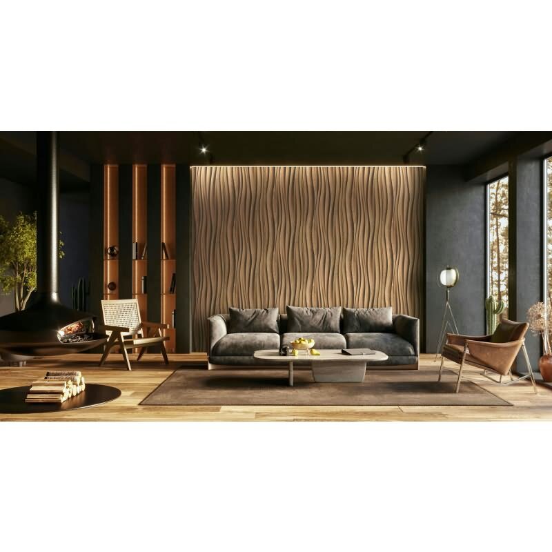 Vliestapete in braun 3D-Effekt Holzoptik Paneel Gewebestruktur Holz Modern (81667)