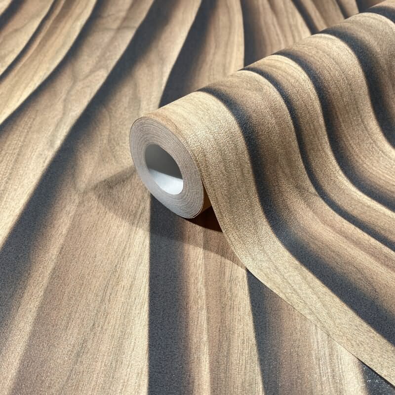 Vliestapete in braun 3D-Effekt Holzoptik Paneel Gewebestruktur Holz Modern (81667)