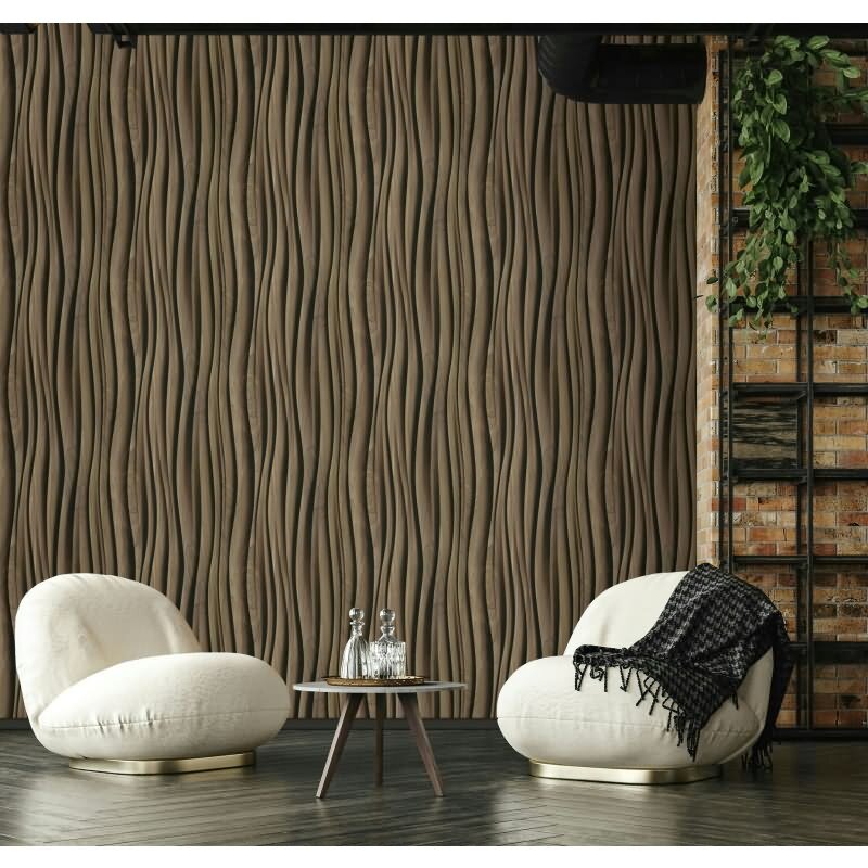 Vliestapete in braun 3D-Effekt Holzoptik Paneel 3D-Optik Modern (81668)