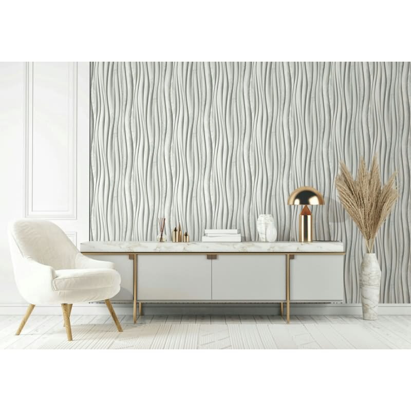 Vliestapete in weiß, grau 3D-Effekt Holzoptik Paneel 3D-Optik Modern (81669)