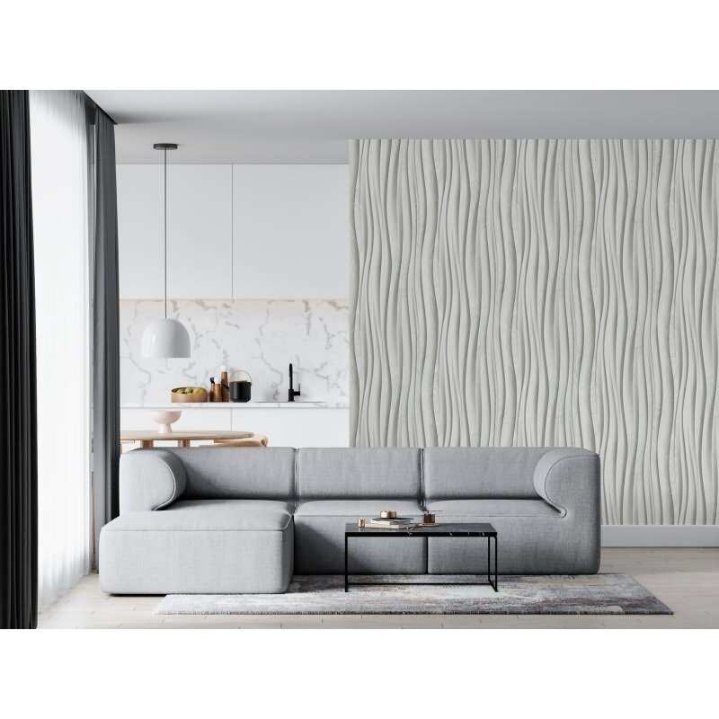 Vliestapete in weiß, grau 3D-Effekt Holzoptik Paneel 3D-Optik Modern (81669)