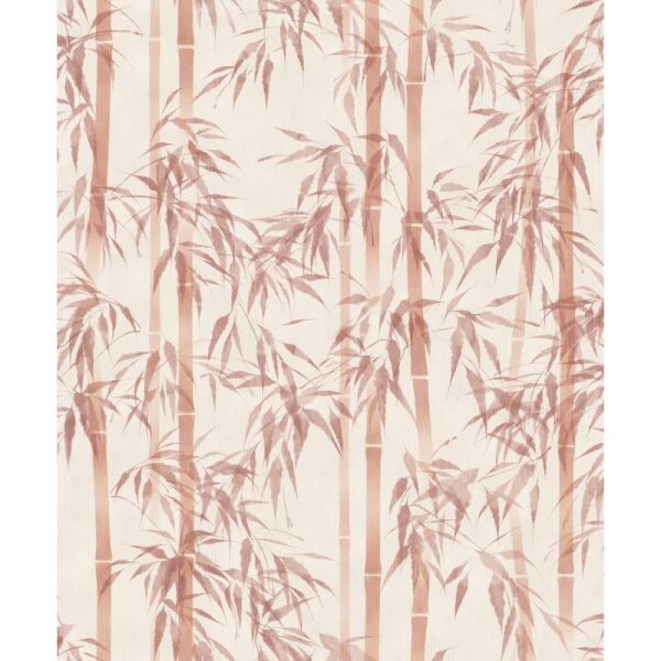 Vliestapete in beige, orange Bambus Blätter Floral Natur (81670)