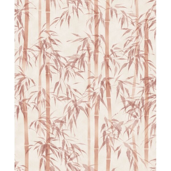 Vliestapete in beige, orange Bambus Blätter Floral Natur (81670)