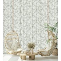 Vliestapete in grau Bambus Bl&auml;tter Floral Natur (81671)