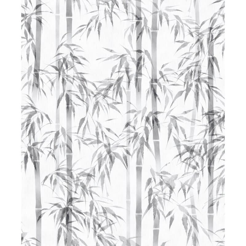 Vliestapete in weiß, grau Bambus Blätter Floral Natur (81673)