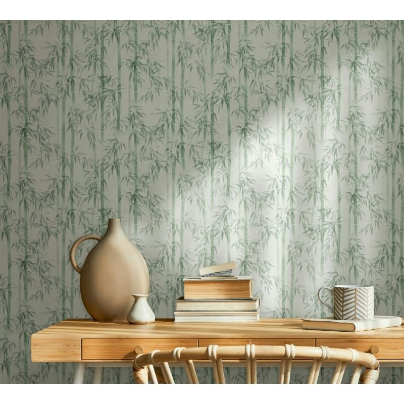 Vliestapete in grün Bambus Blätter Floral Natur (81674)