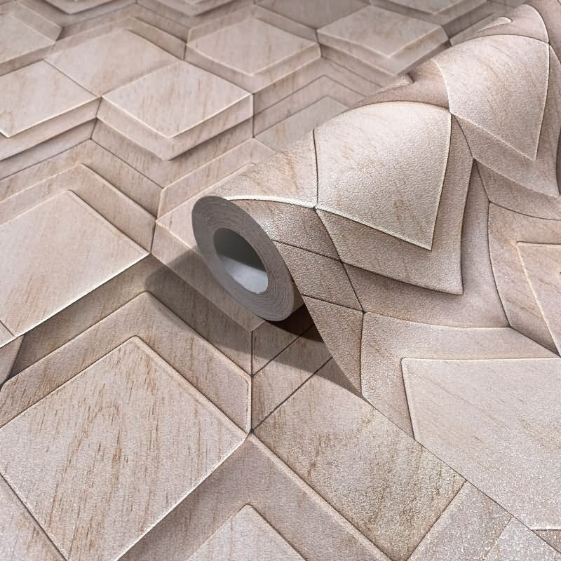 Vliestapete in beige Rauten Illusion 3D-Optik Modern (81675)