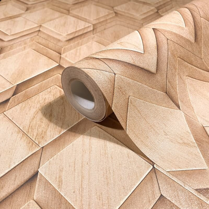 Vliestapete in beige, braun Rauten Illusion 3D-Optik Modern (81676)