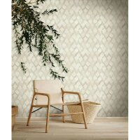 Vliestapete in wei&szlig;, beige Rauten Illusion 3D-Optik...