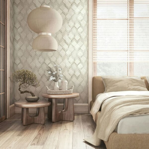 Vliestapete in weiß, grau Rauten Illusion 3D-Optik Modern (81679)