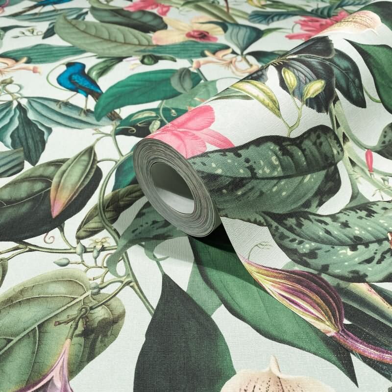 Vliestapete in grün Blätter Blumen Floral Natur (81684)