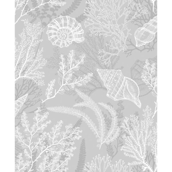 Vliestapete in grau Muscheln Unterwasser Grafisch Natur (81687)