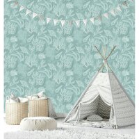 Vliestapete in wei&szlig;, gr&uuml;n Muscheln Unterwasser...