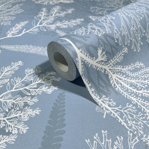 Vliestapete in weiß, blau Muscheln Unterwasser Grafisch Natur (81689)