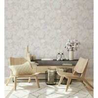 Vliestapete in wei&szlig;, beige Muscheln Unterwasser...