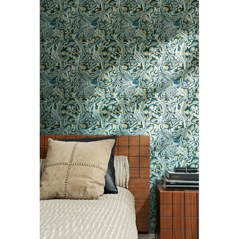 81692 Vliestapete Marmoroptik Stein blau grün beige grafisch modern Novamur