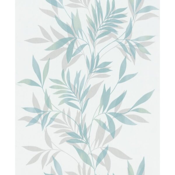 Vliestapete in weiß, grün Blattmotiv Blätteroptik Floral Natur (82461)
