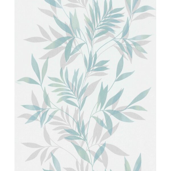 Vliestapete in weiß, grün Blattmotiv Blätteroptik Floral Natur (82461)