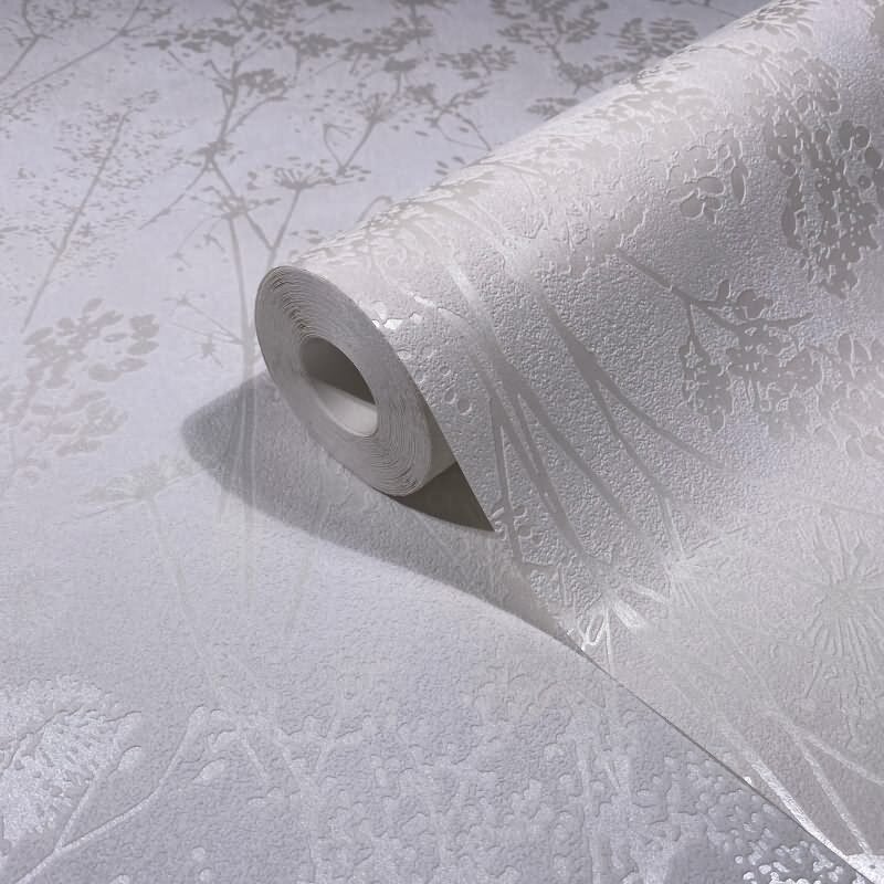 Vliestapete in weiß Blattmotiv Blätteroptik Floral Natur (82462)