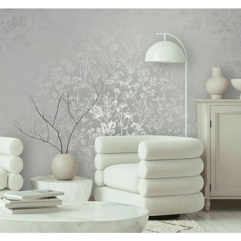 Vliestapete in weiß Blattmotiv Blätteroptik Floral Natur (82462)