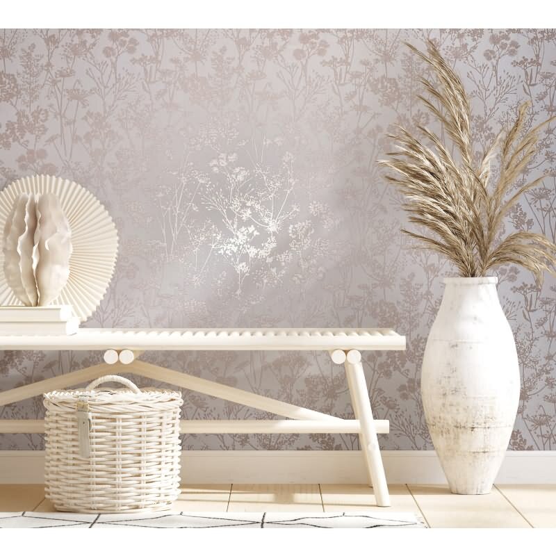 Vliestapete in weiß, beige Blattmotiv Blätteroptik Floral Natur (82463)