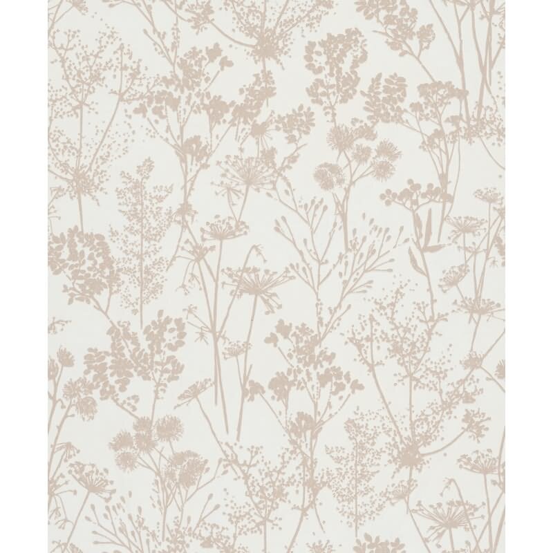 Vliestapete in weiß, beige Blattmotiv Blätteroptik Floral Natur (82463)