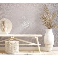 Vliestapete in wei&szlig;, beige Blattmotiv...